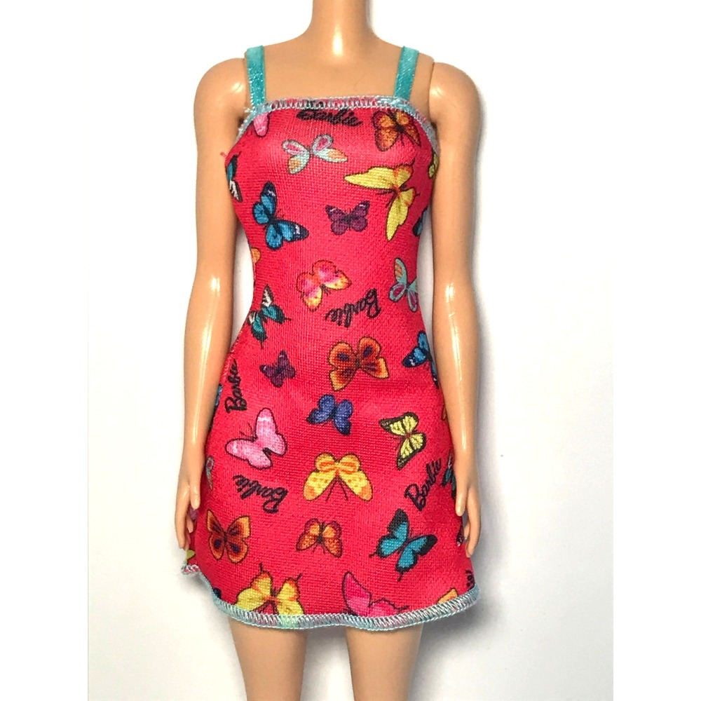 Barbie Doll Clothing Hot Pink Colorful Butterfly Print Mini Spring Summer Dress